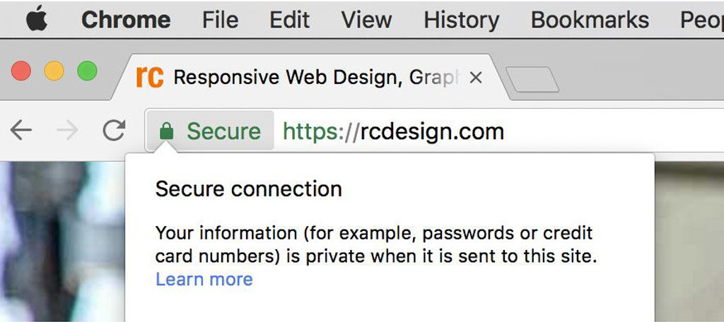 A screenshot of the secure RC Design website with a proper HTTPS certificate